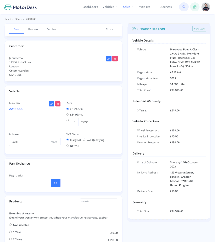 MotorDesk - Car Sales Deal Builder - Digital Retailing