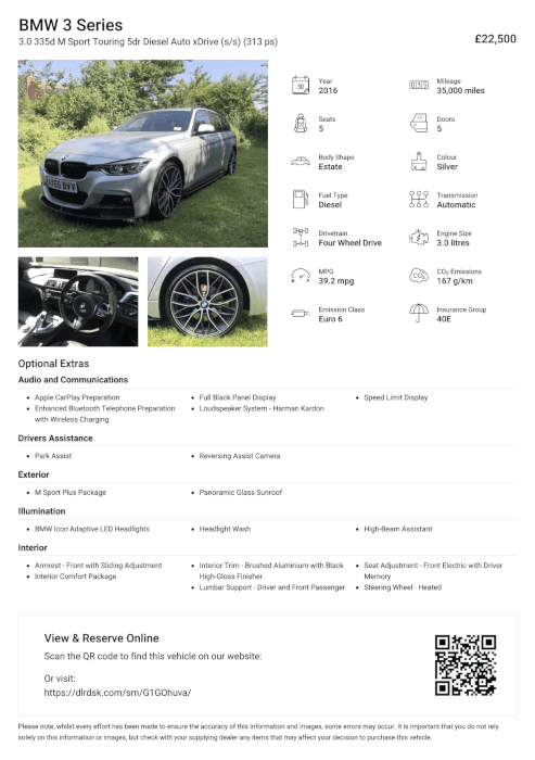 MotorDesk - Car Dealer Inventory Software - Silent Salesman Sheet