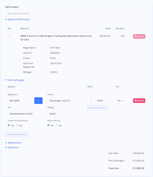 MotorDesk - Car Sales & Invoicing - Car Dealer Invoice