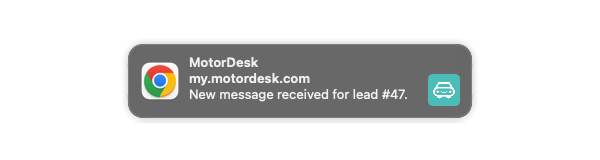 MotorDesk - Car Sales Software - Instant Push Notification