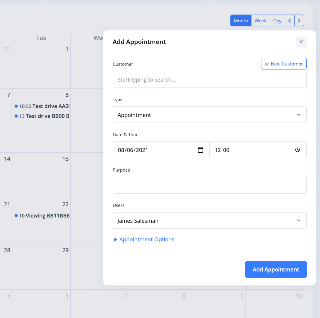 MotorDesk - Automotive Dealership Appointment Management System - Schedule Appointment with Calendar