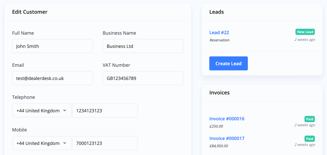 MotorDesk - Car Sales - Customer Profiles CRM