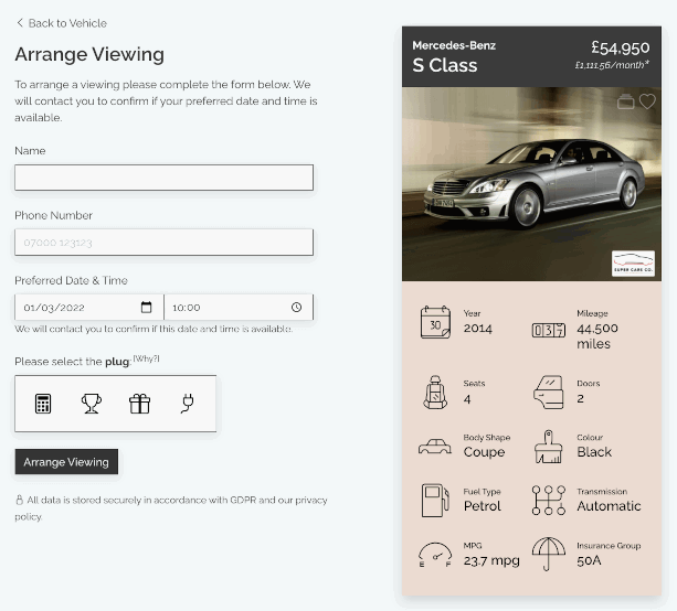 MotorDesk - Car Sales Website - Arrange Viewing