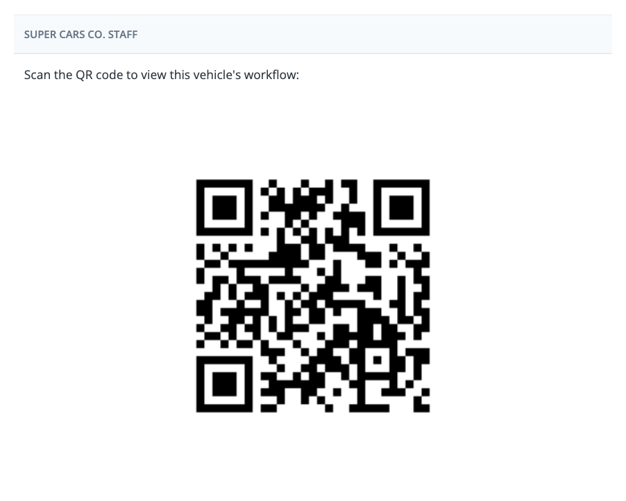 MotorDesk - Stock Management Software - Vehicle Preparation Workflow Quick Access QR Code